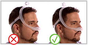 homme mise en place du masque narinaire philips